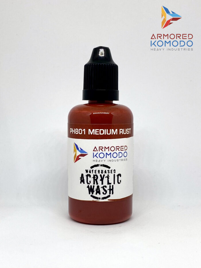 Medium Rust Waterbased Wash PH801 50ml Armored Komodo Waterbased Acrylics