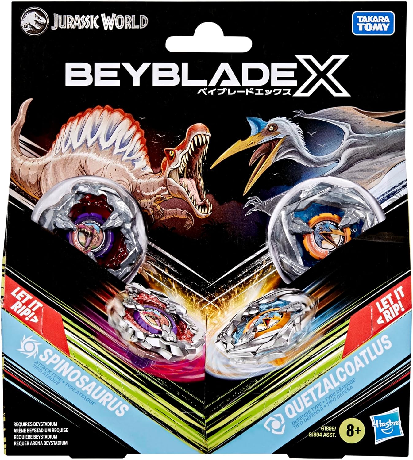 Beyblade X Jurassic World Collab Spinosaurus vs Quetzalcoatlus Multipack Set